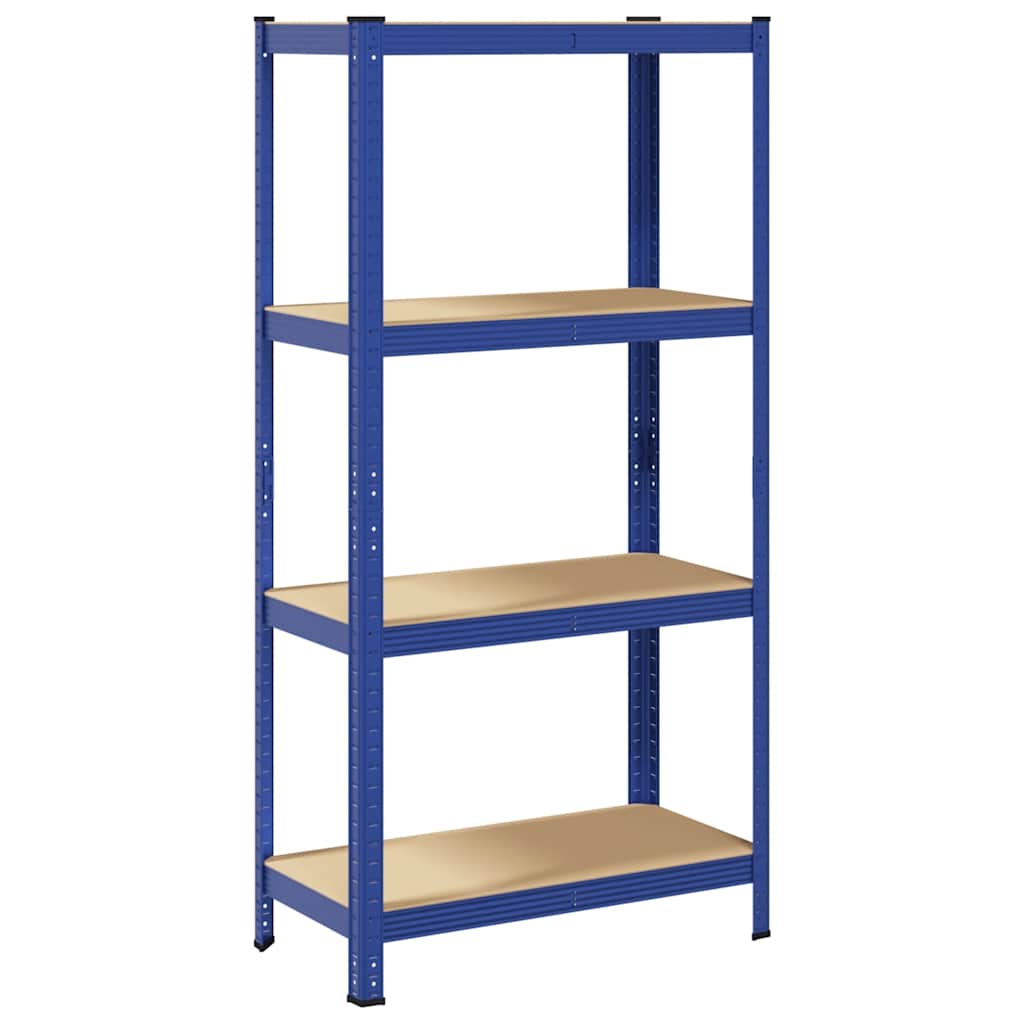 Étagère De Rangement À 4 Niveaux Acier Et Bois Ingénierie Bleu