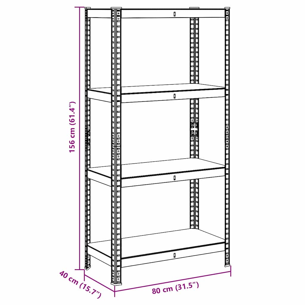 Étagère De Rangement À 4 Niveaux Acier Et Bois Ingénierie Bleu
