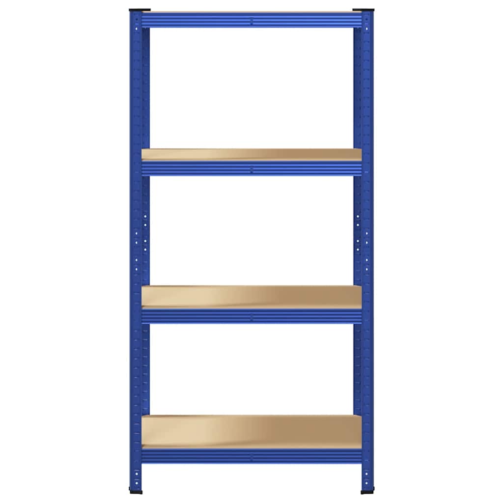Étagère De Rangement À 4 Niveaux Acier Et Bois Ingénierie Bleu