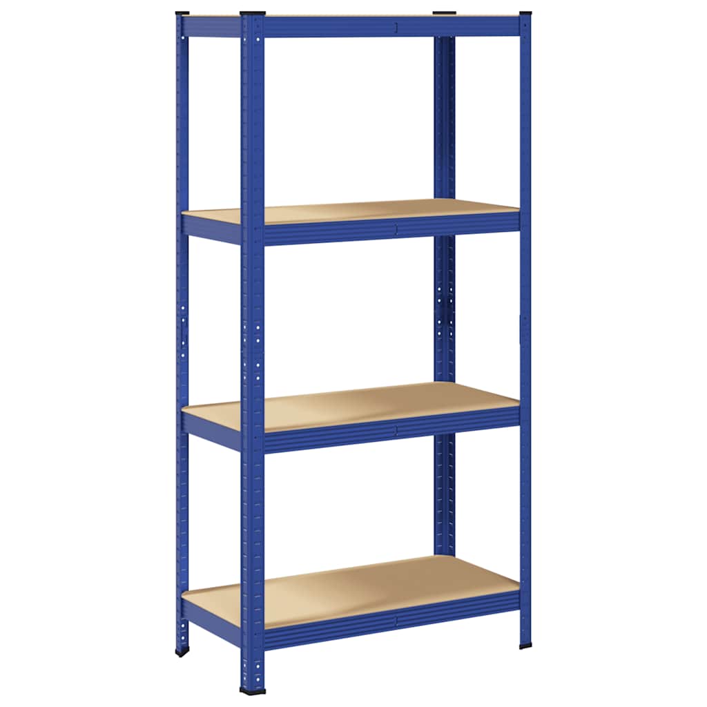 Étagère De Rangement À 4 Niveaux Acier Et Bois Ingénierie Bleu
