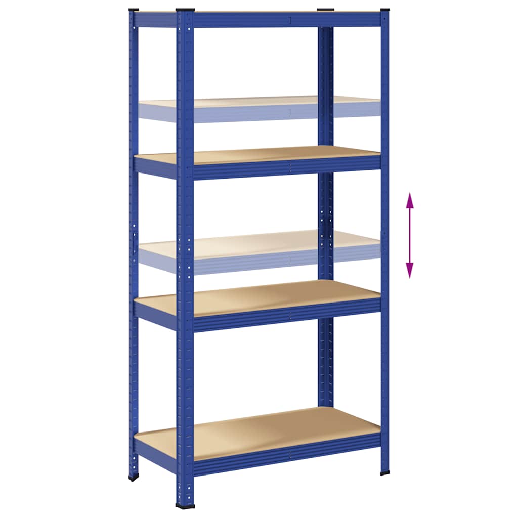 Étagère De Rangement À 4 Niveaux Acier Et Bois Ingénierie Bleu