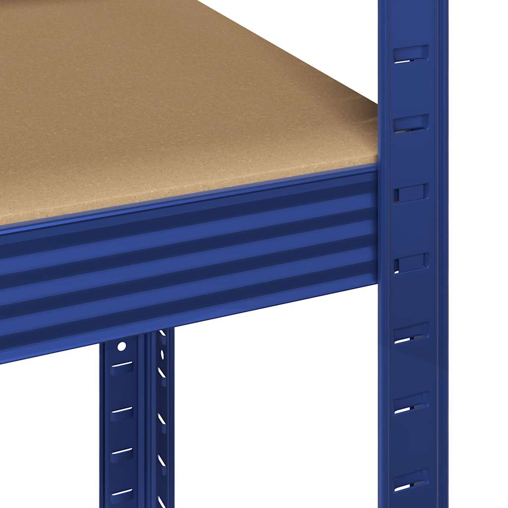 Étagère De Rangement À 4 Niveaux Acier Et Bois Ingénierie Bleu
