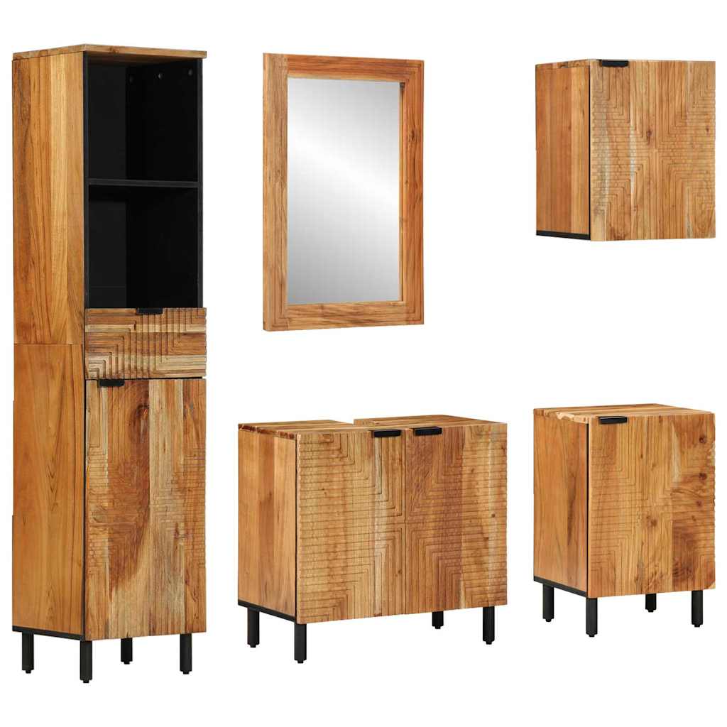 Ensemble D'armoire De Salle De Bain 5 Pc Naturel