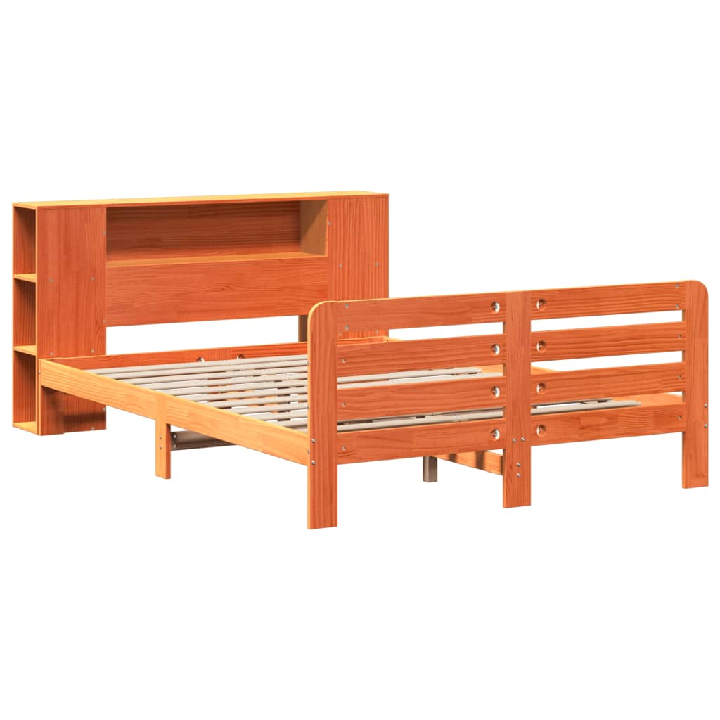 Cadre De Lit Sans Matelas Cire Marron 140X200Cm Bois Pin Massif
