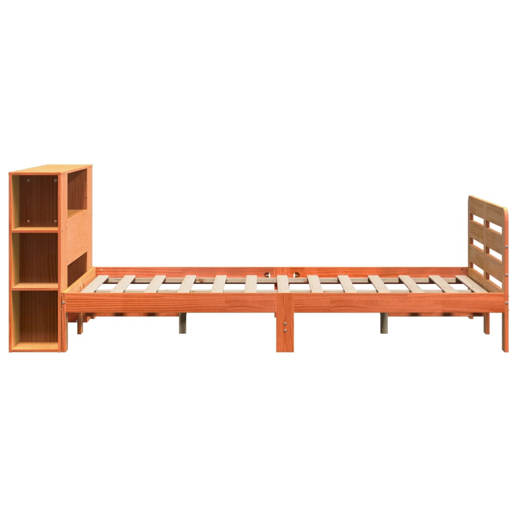 Cadre De Lit Sans Matelas Cire Marron 140X200Cm Bois Pin Massif