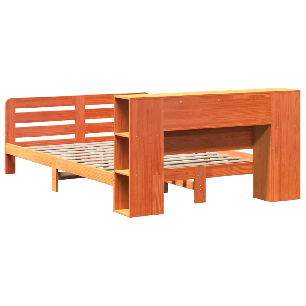 Cadre De Lit Sans Matelas Cire Marron 140X200Cm Bois Pin Massif