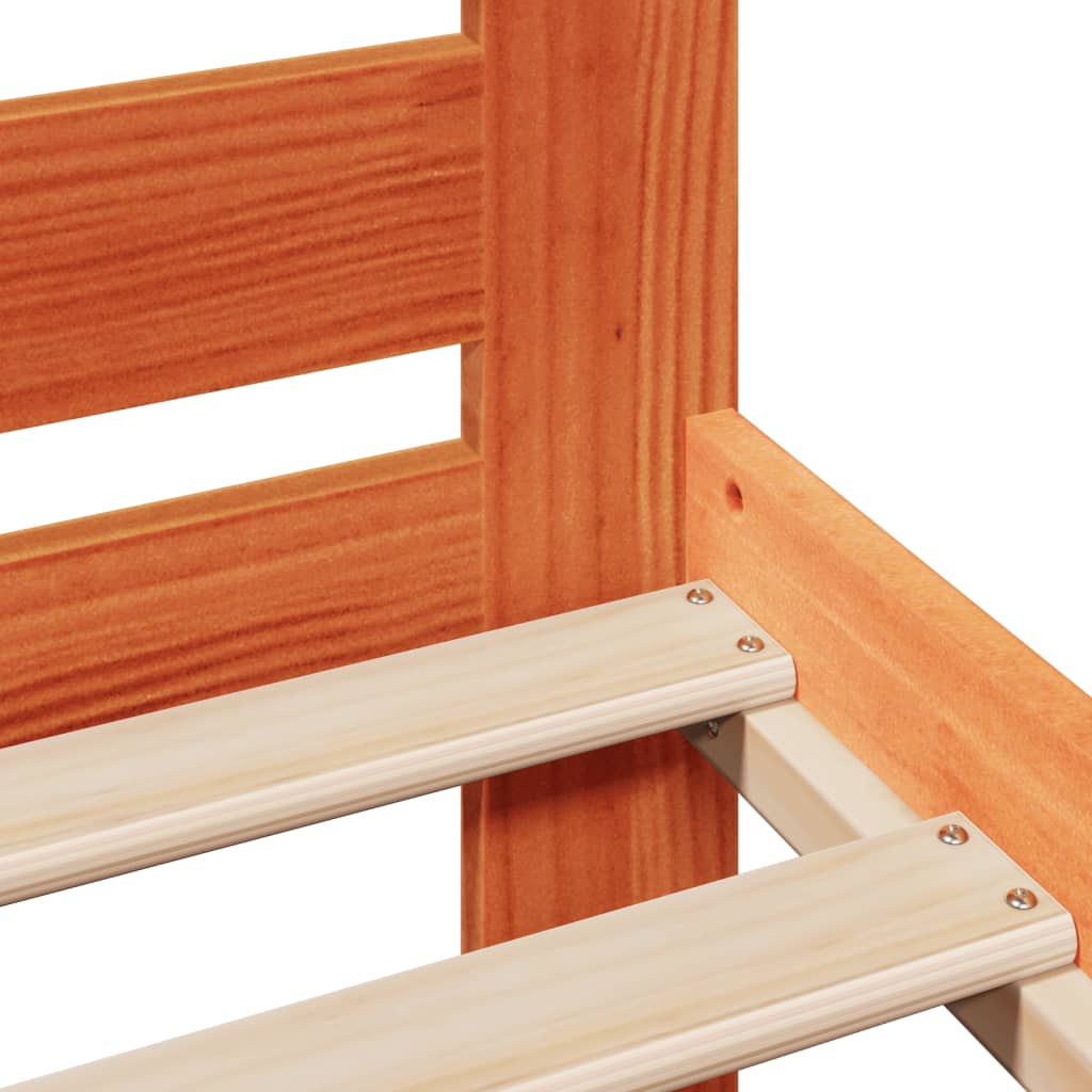 Cadre De Lit Sans Matelas Cire Marron 140X200Cm Bois Pin Massif