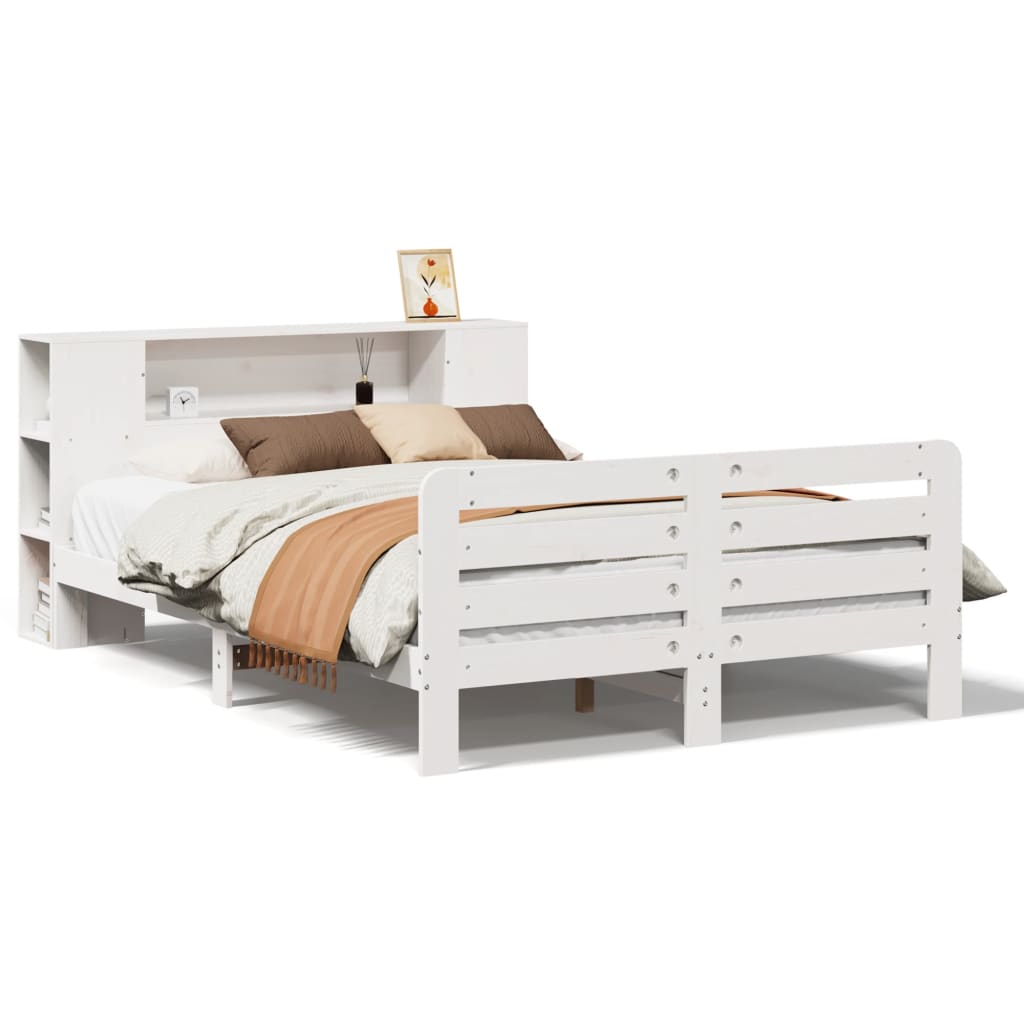 Cadre De Lit Sans Matelas Blanc 150X200 Cm Bois De Pin Massif