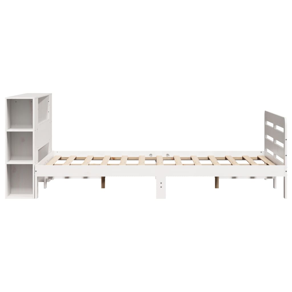 Cadre De Lit Sans Matelas Blanc 150X200 Cm Bois De Pin Massif