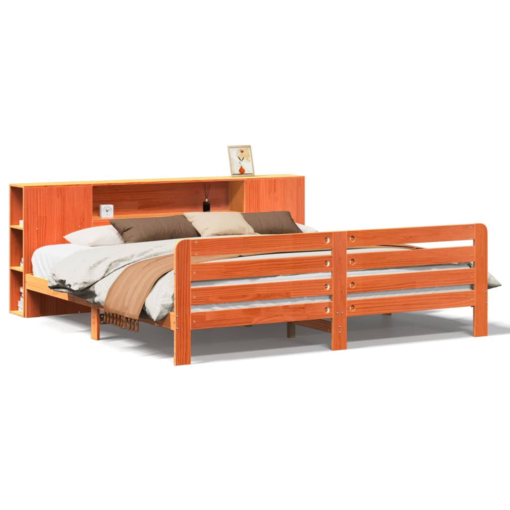 Cadre De Lit Sans Matelas Cire Marron 180X200Cm Bois Pin Massif