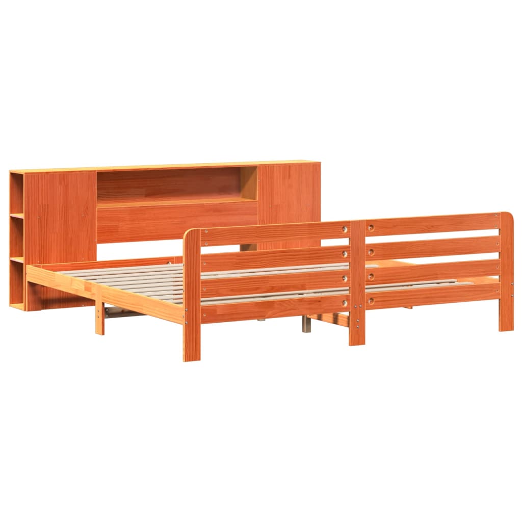 Cadre De Lit Sans Matelas Cire Marron 180X200Cm Bois Pin Massif