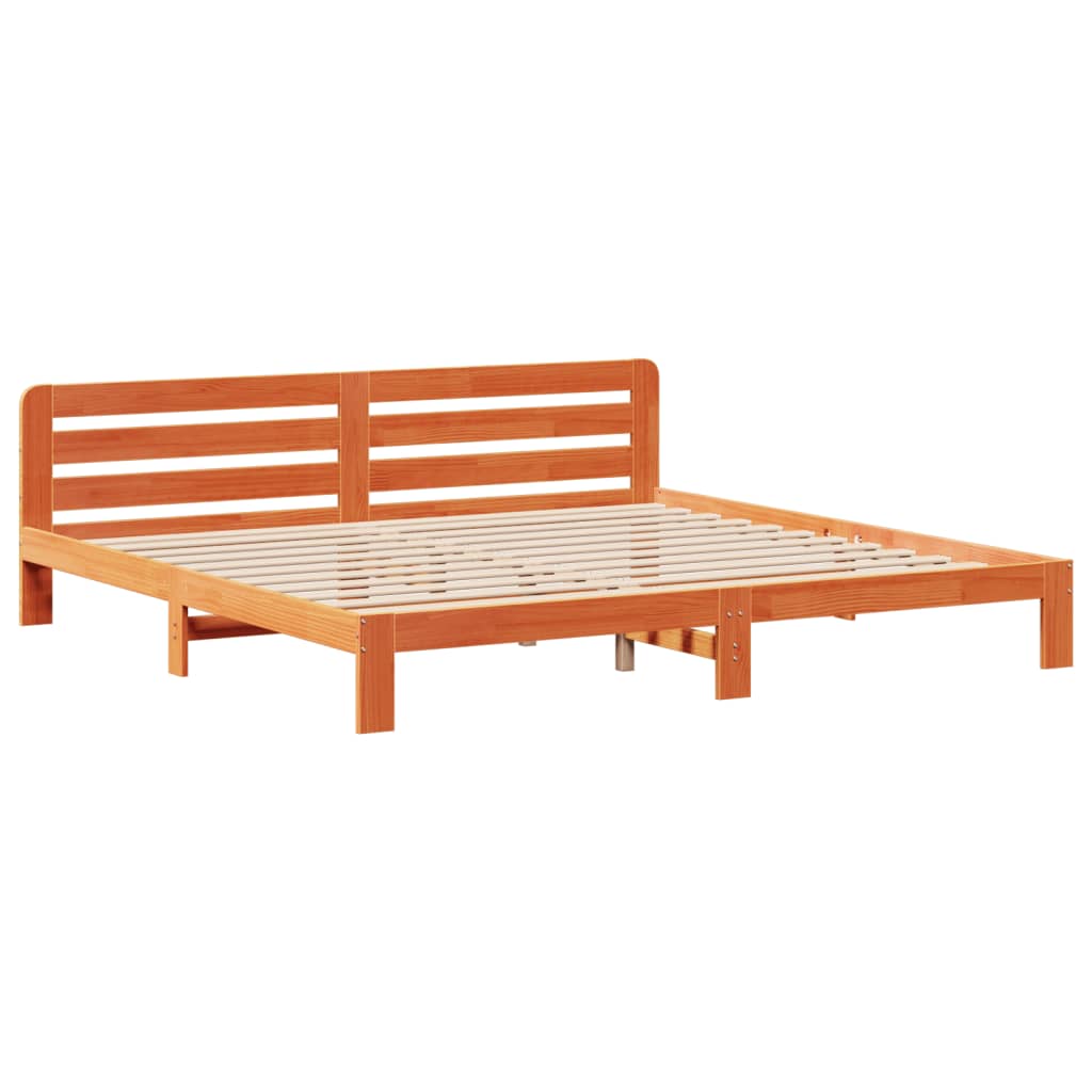 Cadre De Lit Sans Matelas Cire Marron 180X200Cm Bois Pin Massif