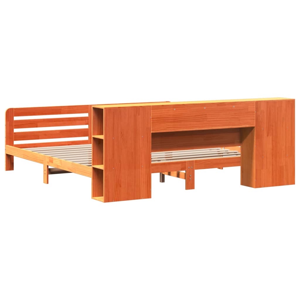 Cadre De Lit Sans Matelas Cire Marron 180X200Cm Bois Pin Massif