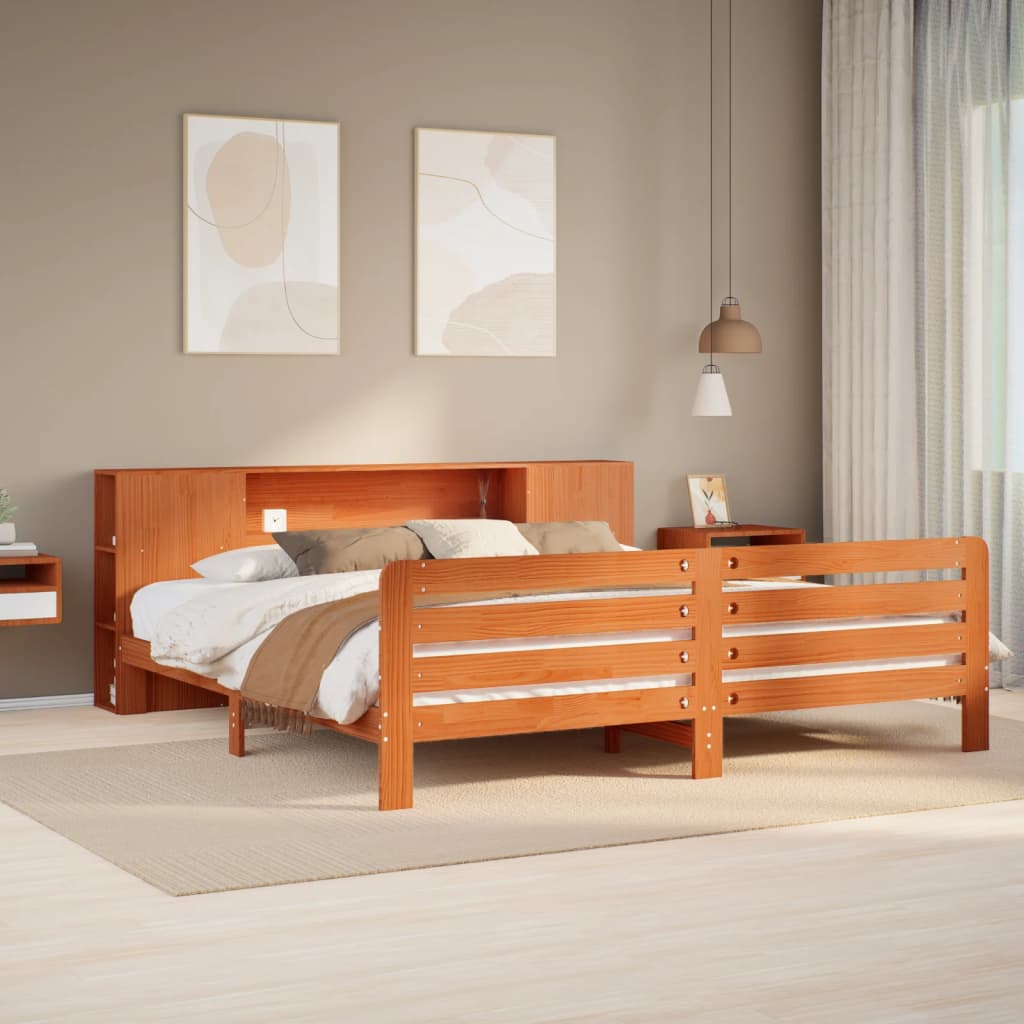 Cadre De Lit Sans Matelas Cire Marron 180X200Cm Bois Pin Massif