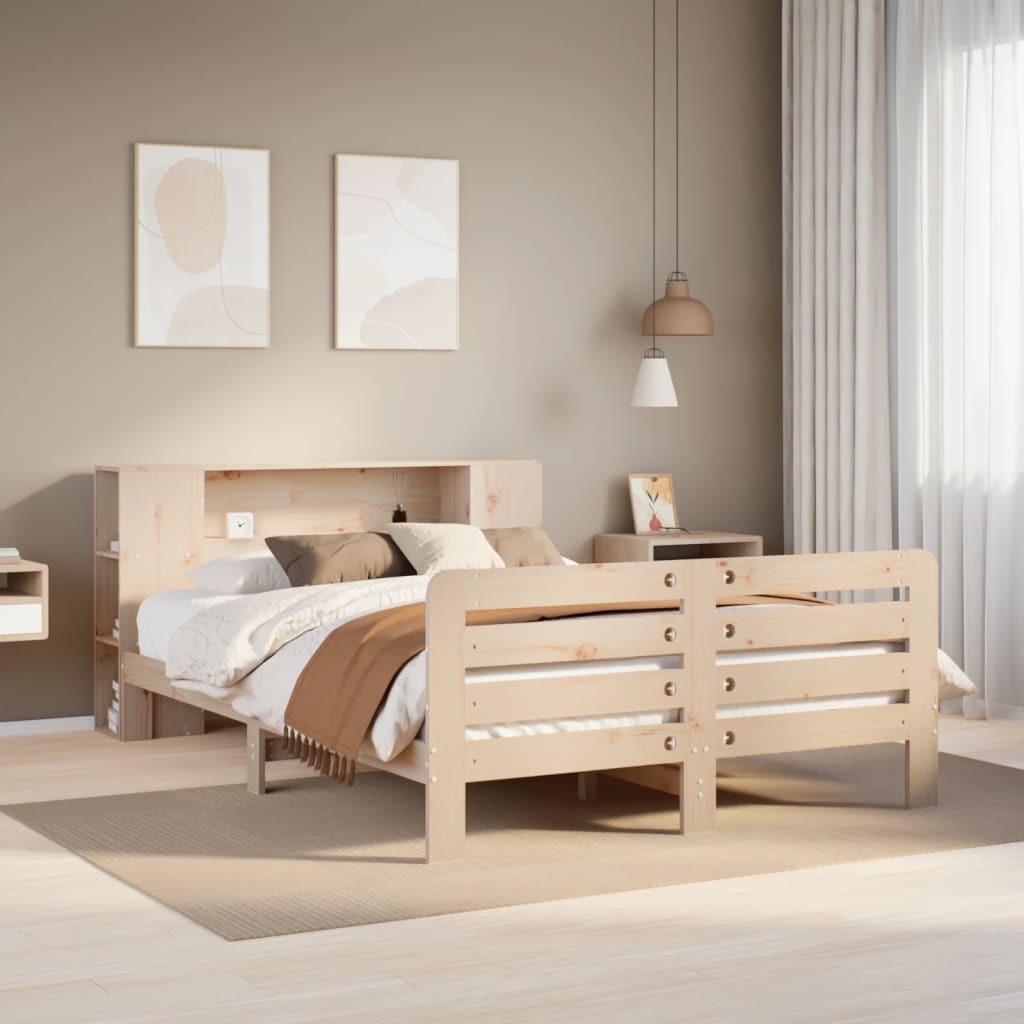Cadre De Lit Sans Matelas 135X190 Cm Bois De Pin Massif