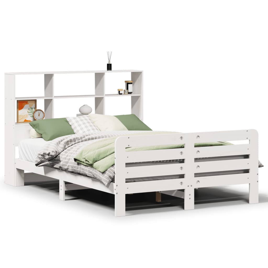 Cadre De Lit Sans Matelas Blanc 160X200 Cm Bois De Pin Massif