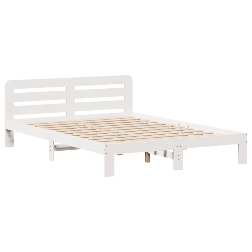Cadre De Lit Sans Matelas Blanc 160X200 Cm Bois De Pin Massif