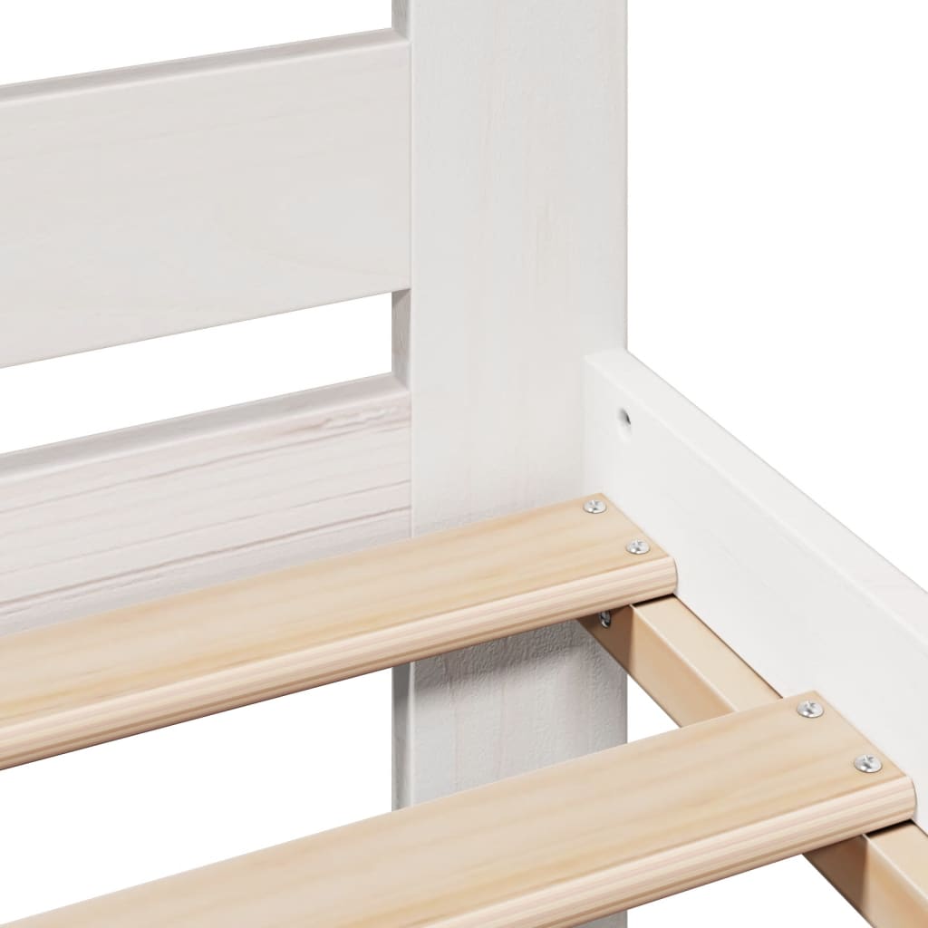 Cadre De Lit Sans Matelas Blanc 160X200 Cm Bois De Pin Massif