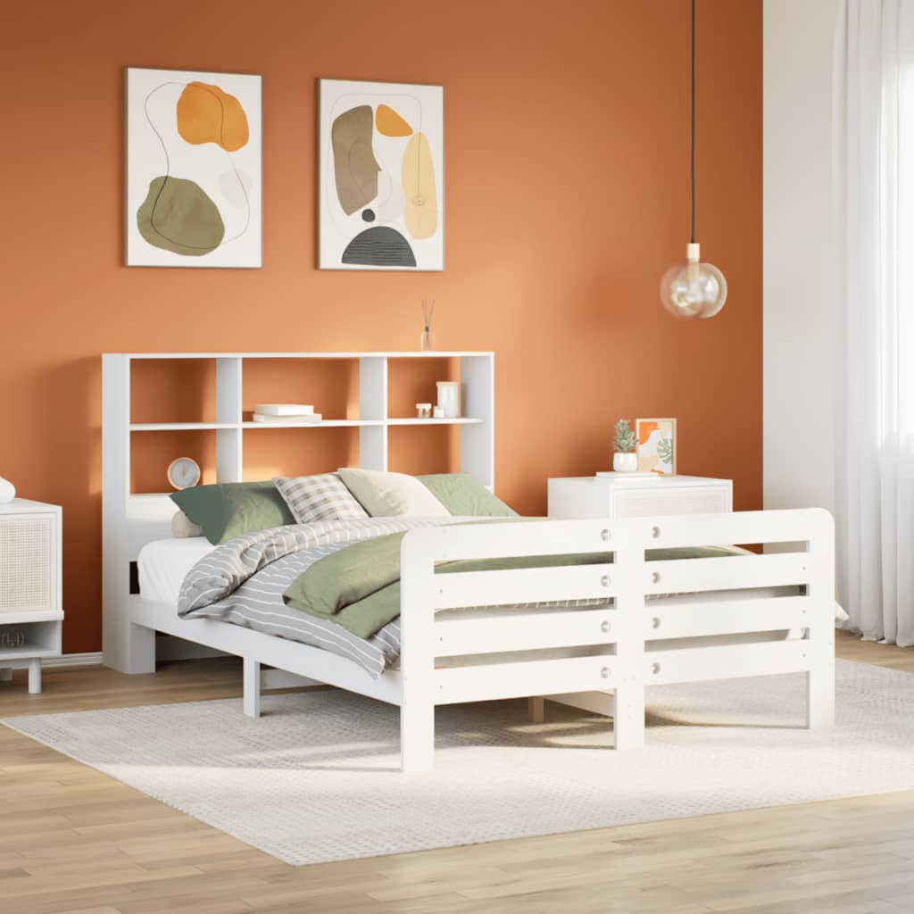 Cadre De Lit Sans Matelas Blanc 160X200 Cm Bois De Pin Massif