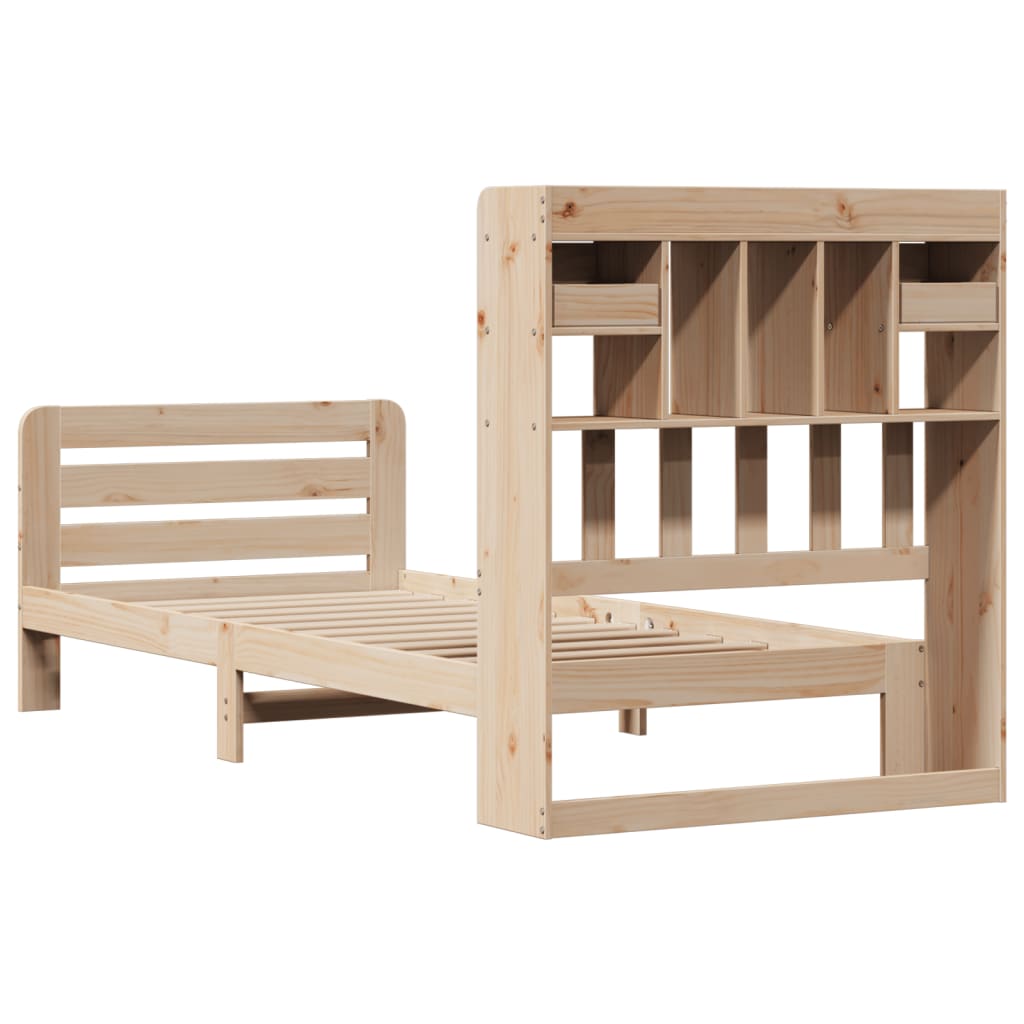 Lit Bibliothèque Sans Matelas 90X200 Cm Bois De Pin Massif