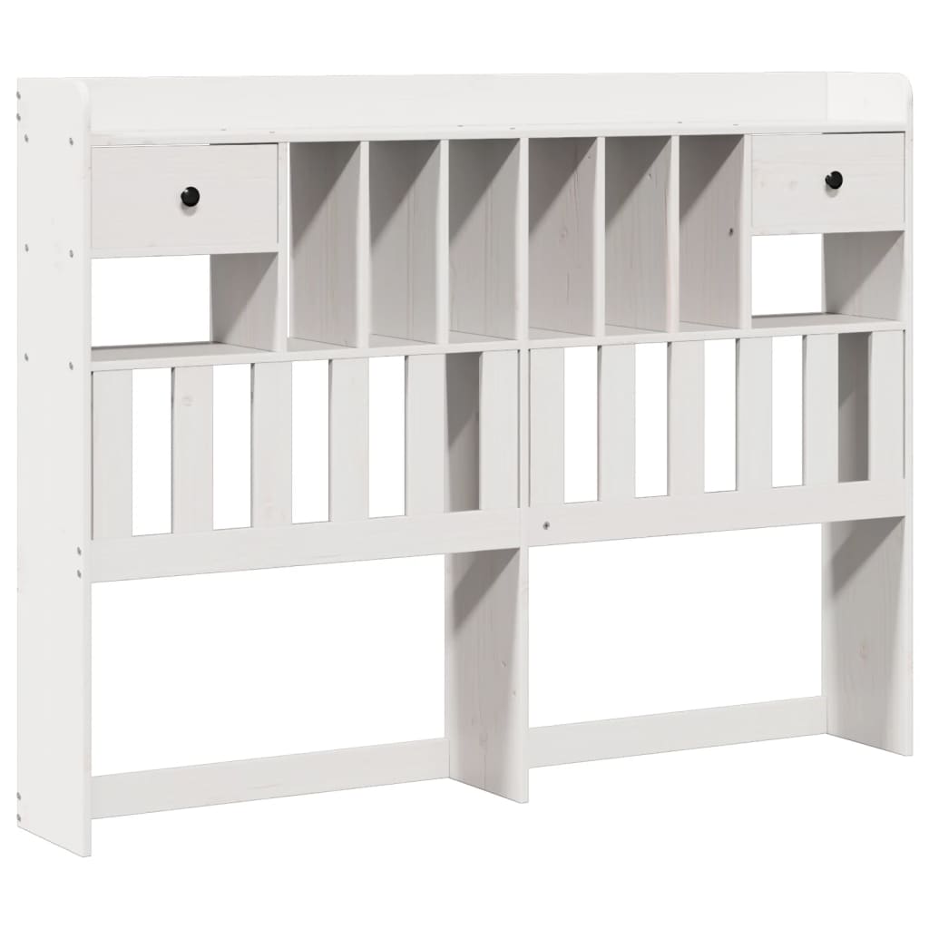 Lit Bibliothèque Sans Matelas Blanc 150X200 Cm Bois Pin Massif
