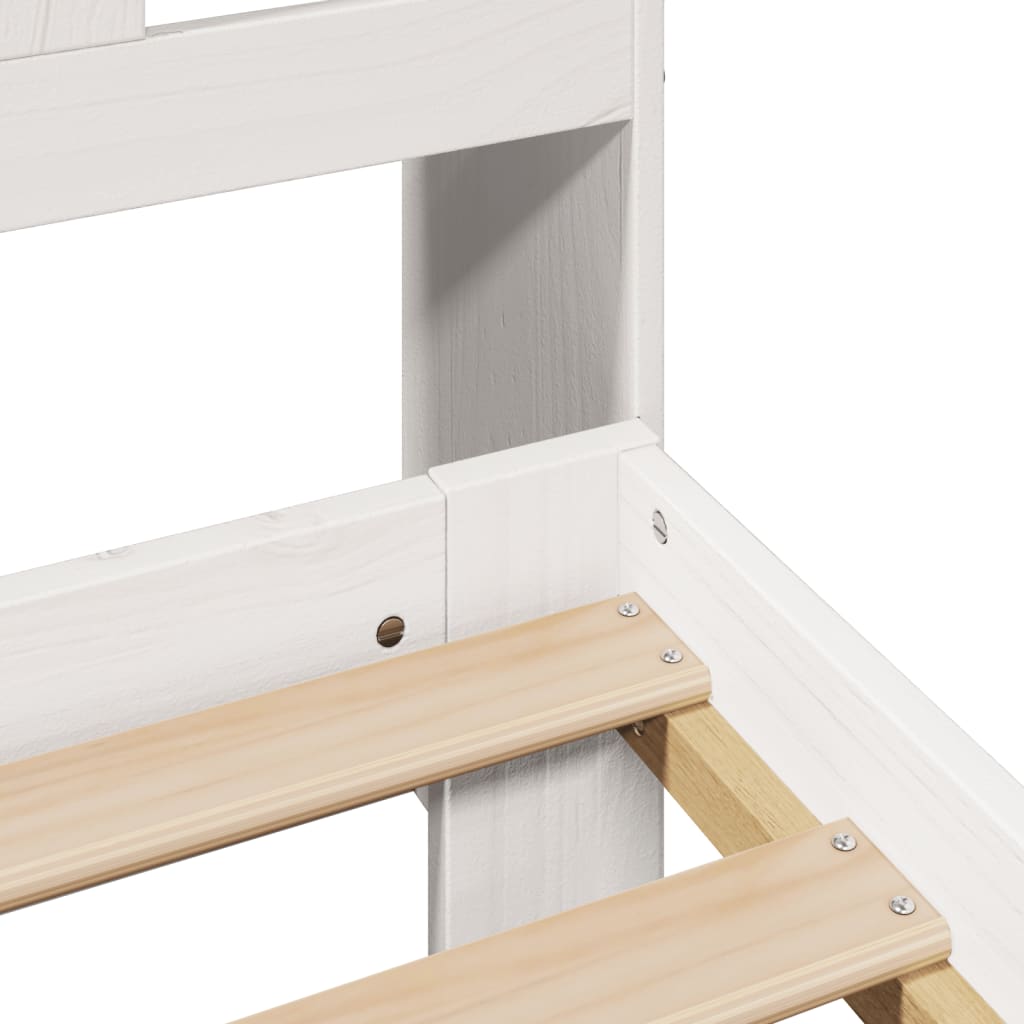Lit Bibliothèque Sans Matelas Blanc 150X200 Cm Bois Pin Massif