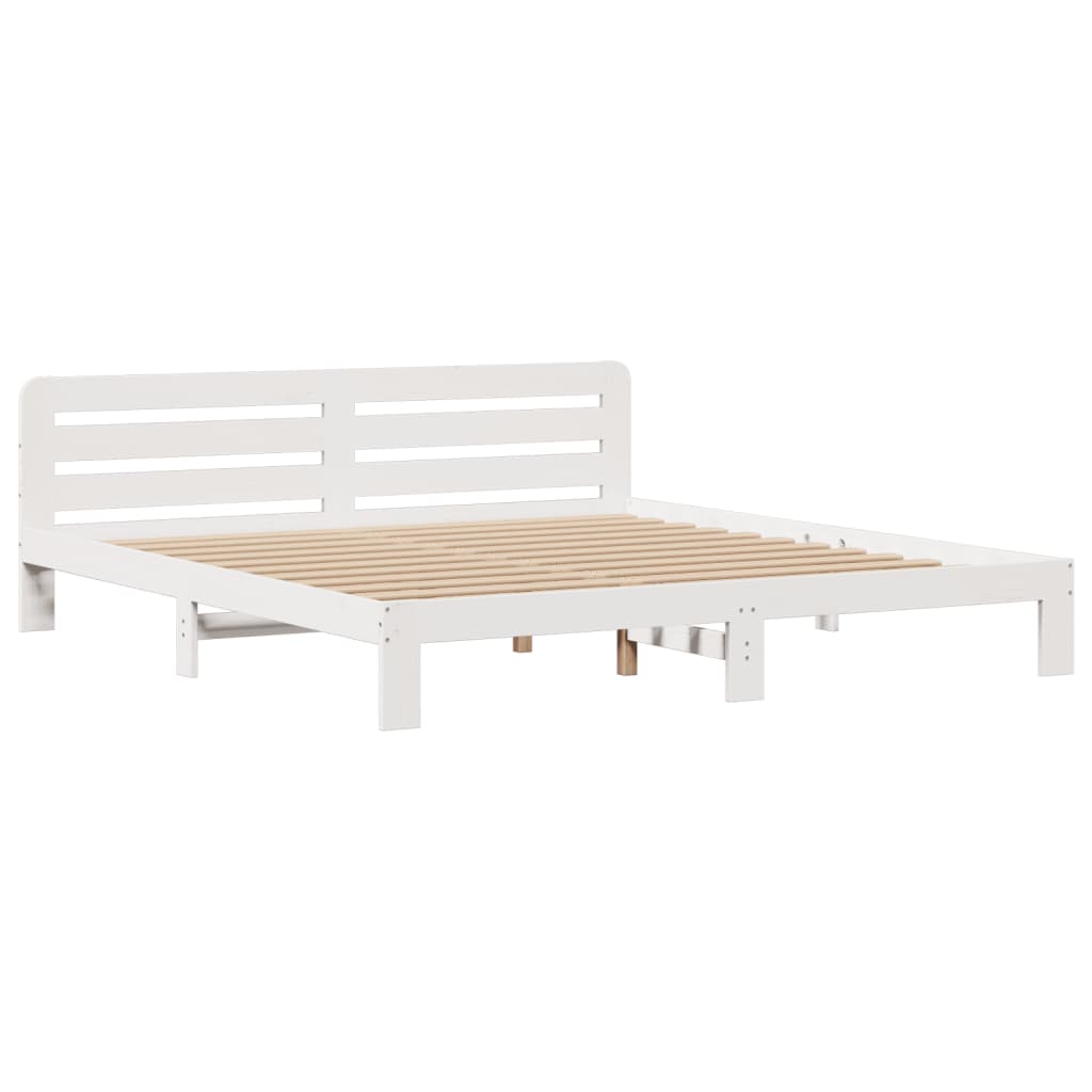 Lit Bibliothèque Sans Matelas Blanc 180X200 Cm Bois Pin Massif
