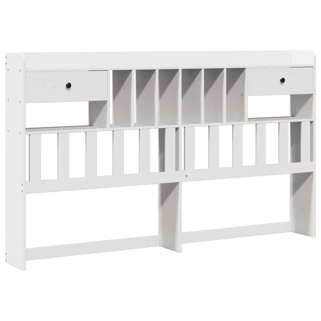 Lit Bibliothèque Sans Matelas Blanc 180X200 Cm Bois Pin Massif