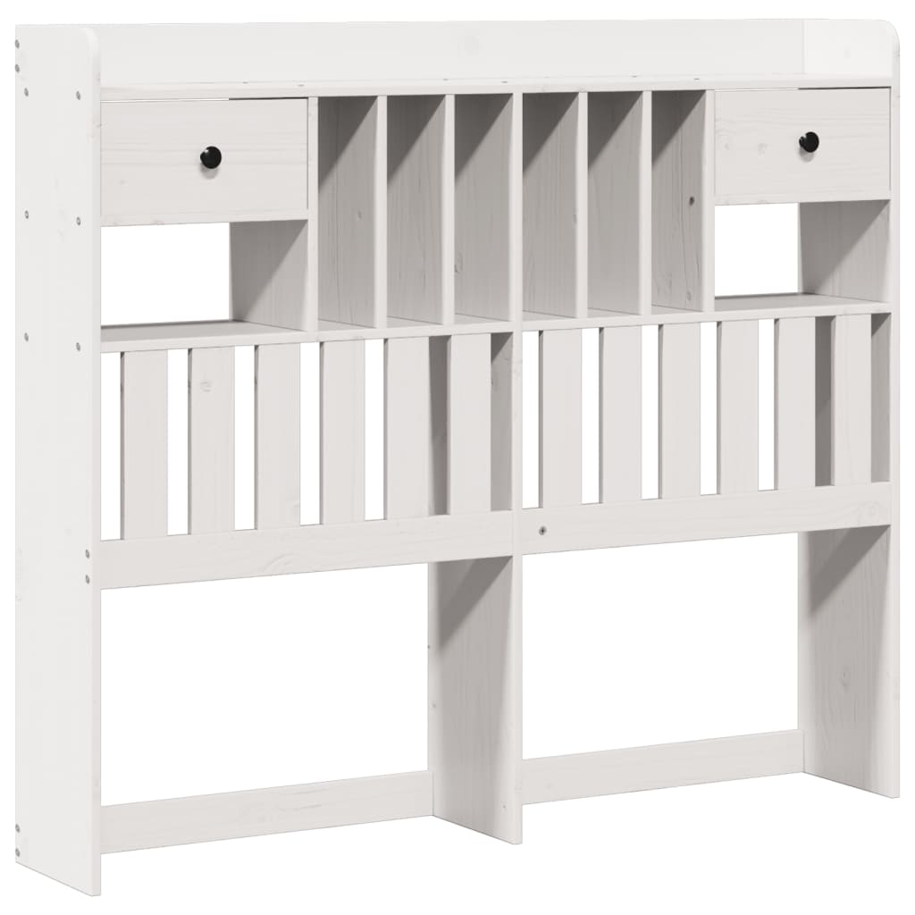 Lit Bibliothèque Sans Matelas Blanc 135X190 Cm Bois Pin Massif