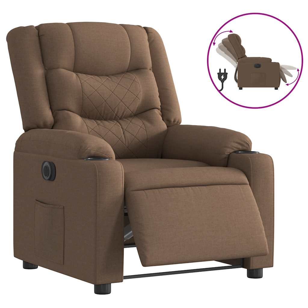 Fauteuil Inclinable Électrique Tissu Marron