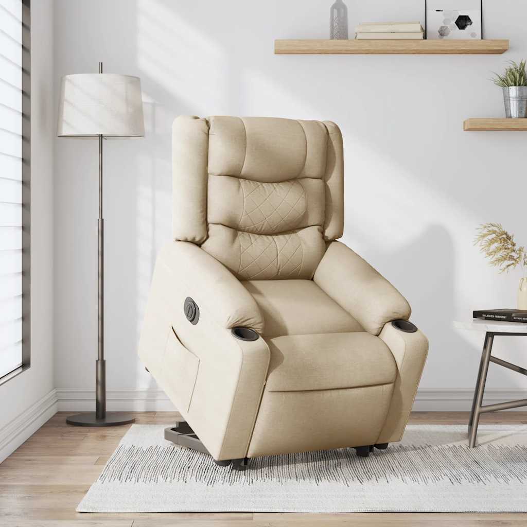 Fauteuil Inclinable Électrique Tissu Crème