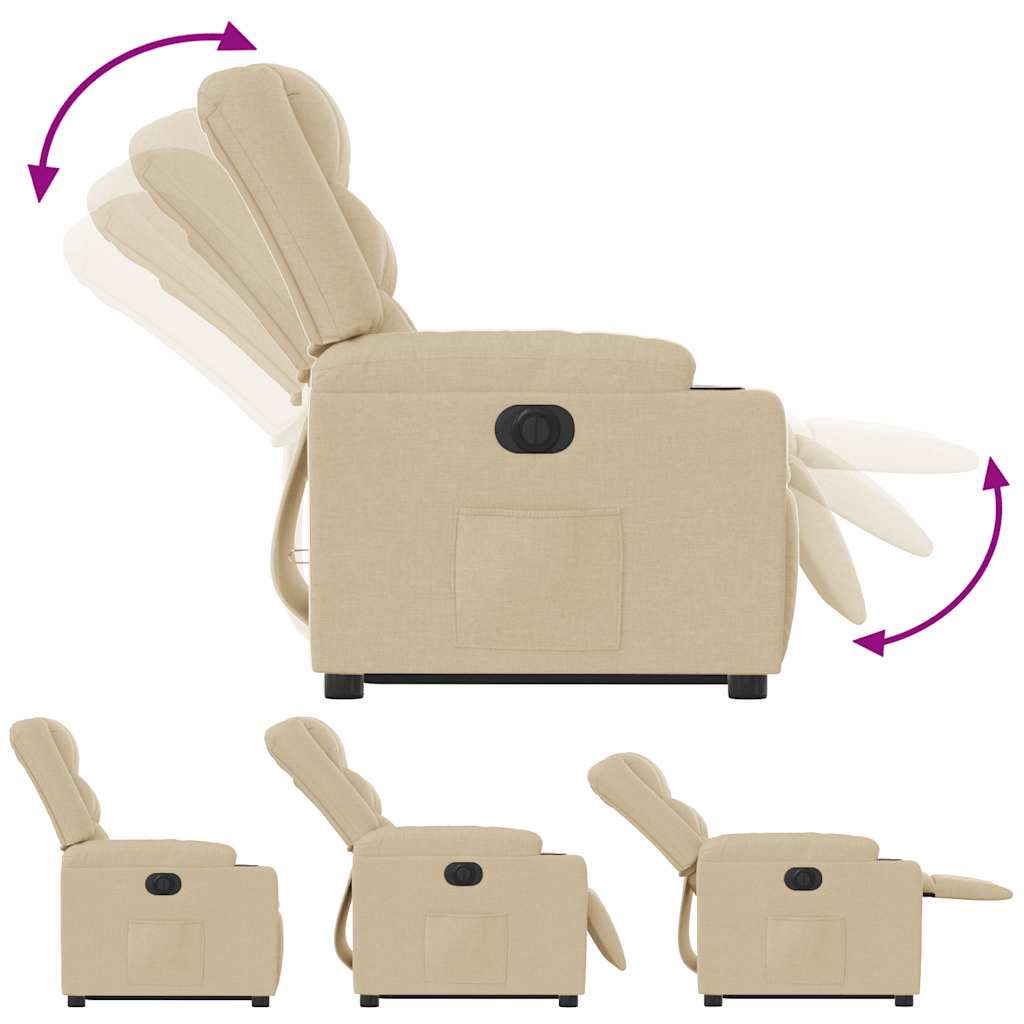 Fauteuil Inclinable Électrique Tissu Crème
