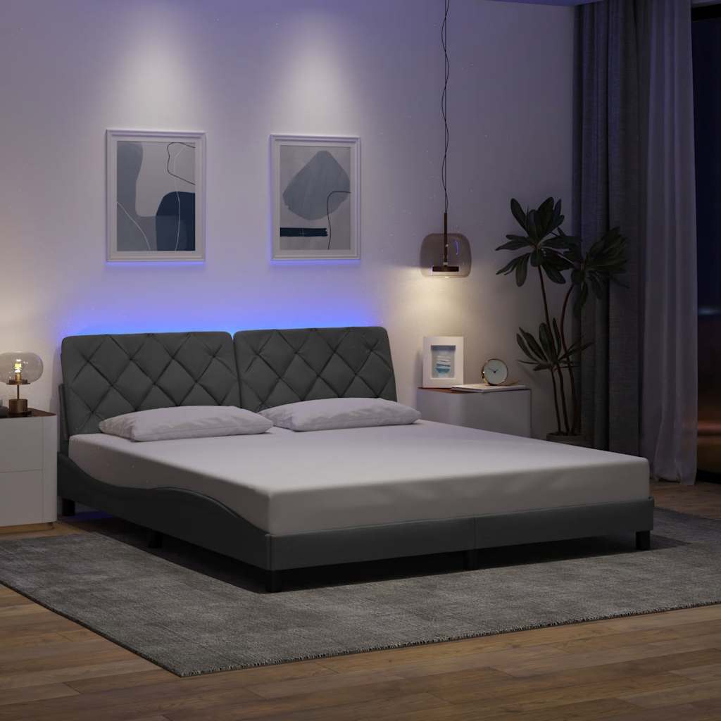 Cadre De Lit Avec Led Sans Matelas Tissu