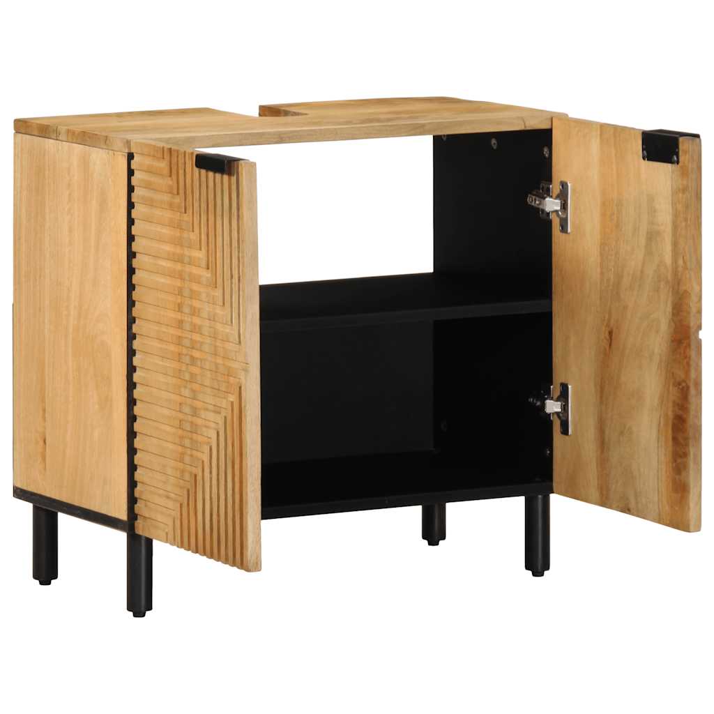 Armoire Lavabo De Salle De Bain Marron Bois Massif De Manguier