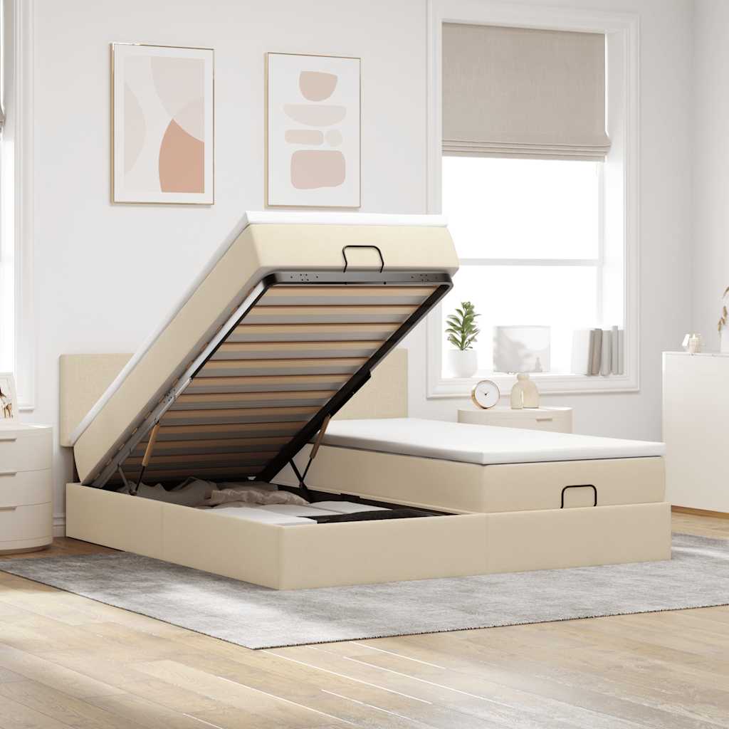 Cadre De Lit Ottoman Avec Matelas 200X200Cm Tissu