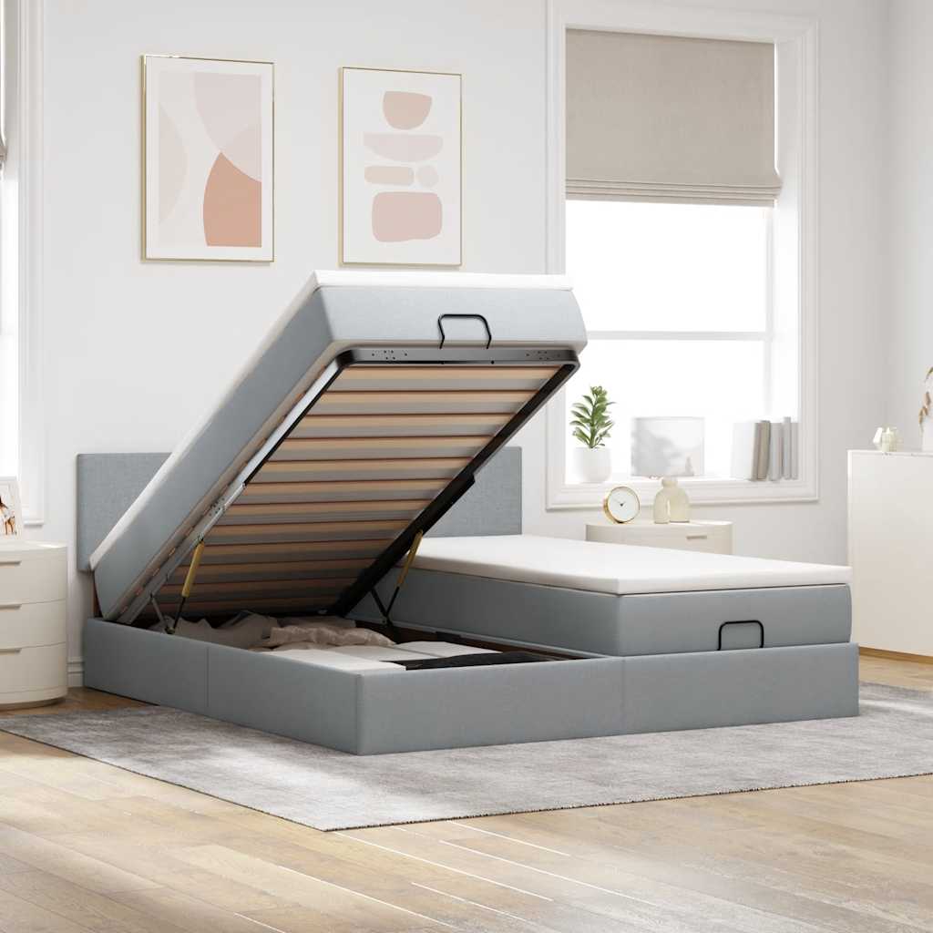 Cadre De Lit Ottoman Avec Matelas 200X200Cm Tissu