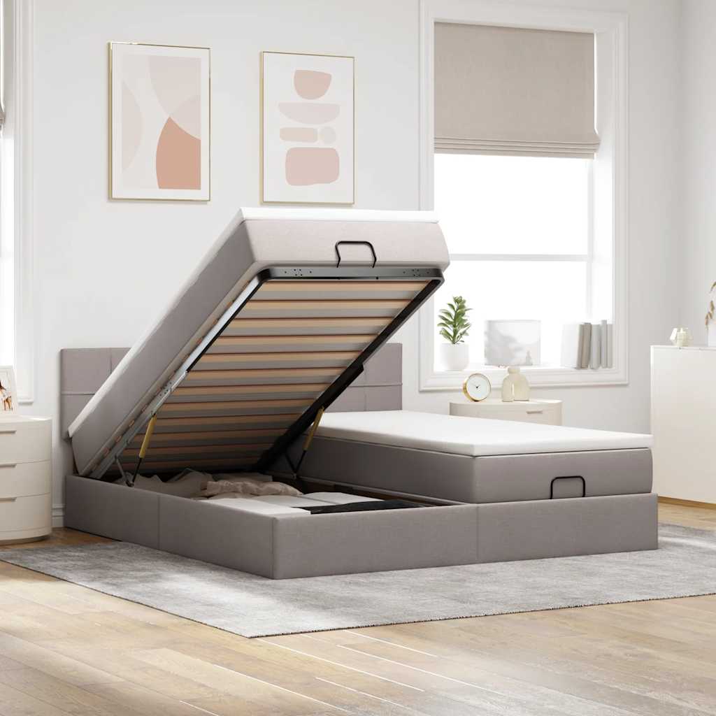 Cadre De Lit Ottoman Avec Matelas 200X200Cm Tissu