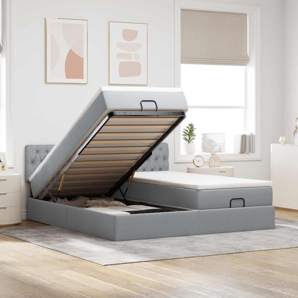 Cadre De Lit Ottoman Avec Matelas 200X200Cm Tissu