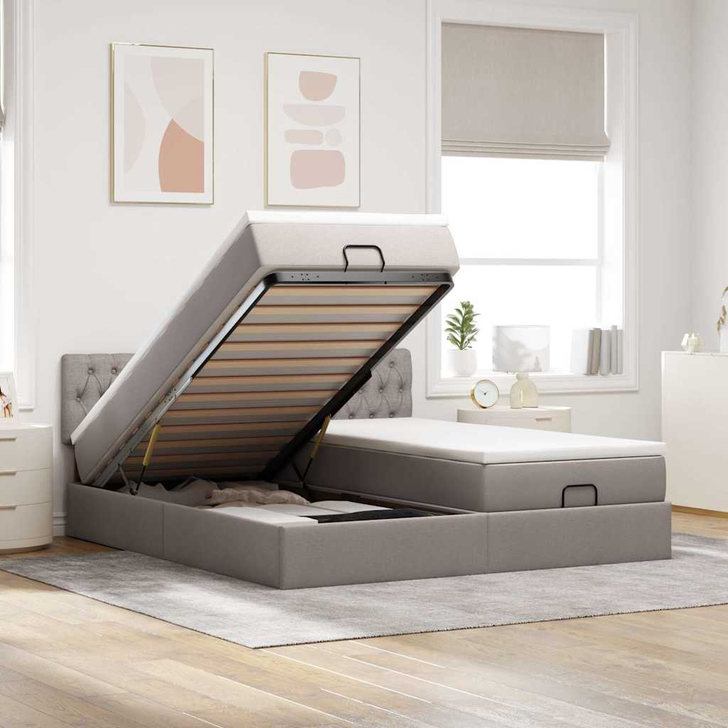 Cadre De Lit Ottoman Avec Matelas 200X200Cm Tissu