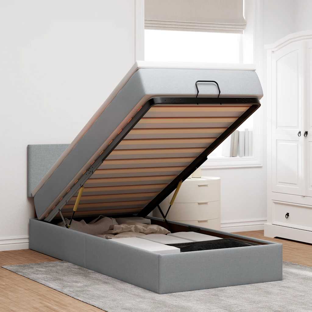 Lit Coffre Avec Matelas Et Led Tissu