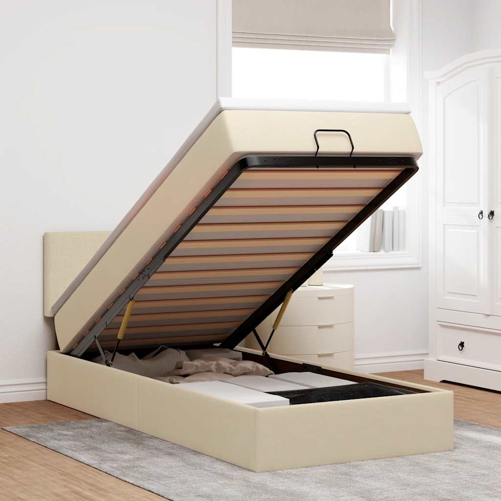 Lit Coffre Avec Matelas Et Led Tissu