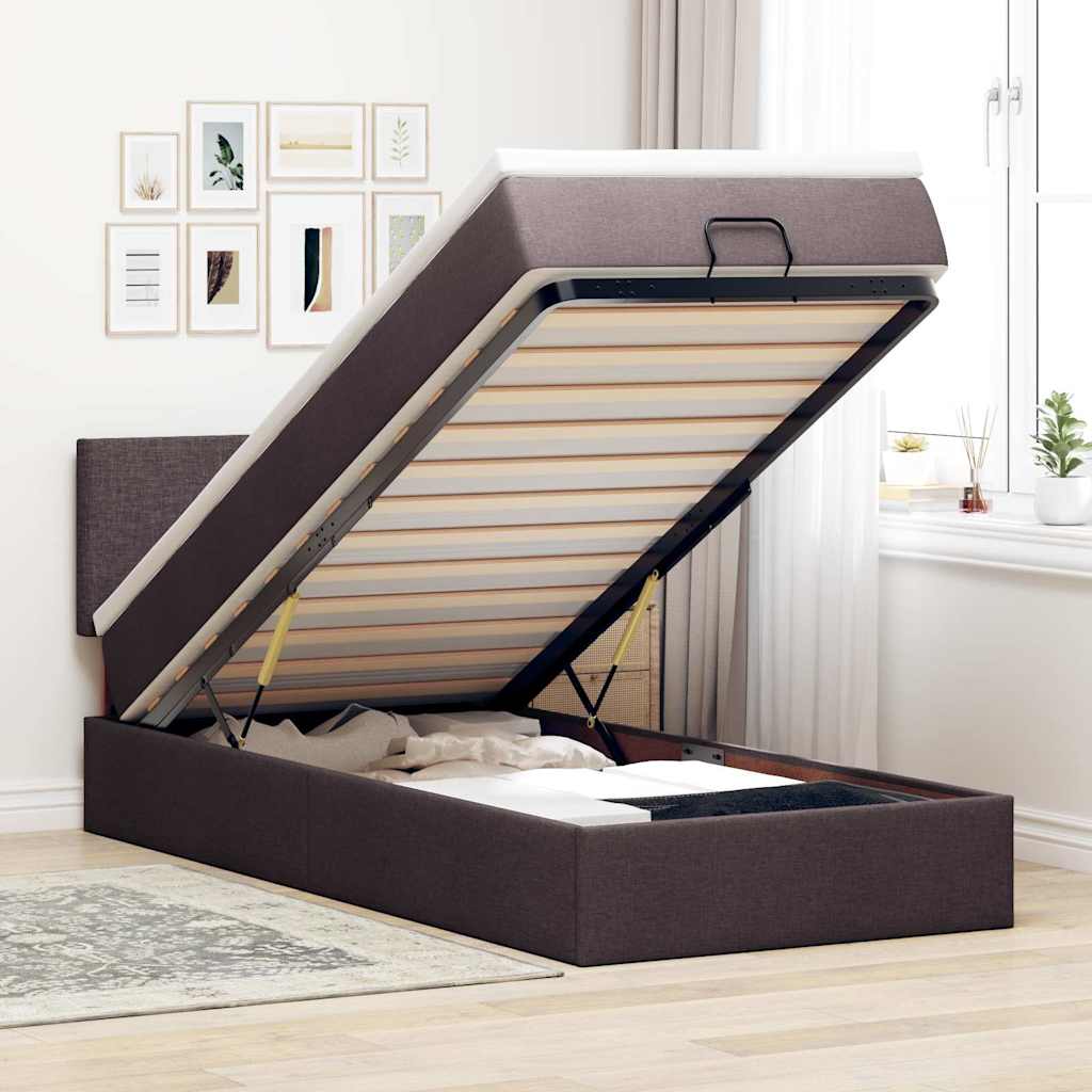Lit Coffre Avec Matelas Et Led Tissu