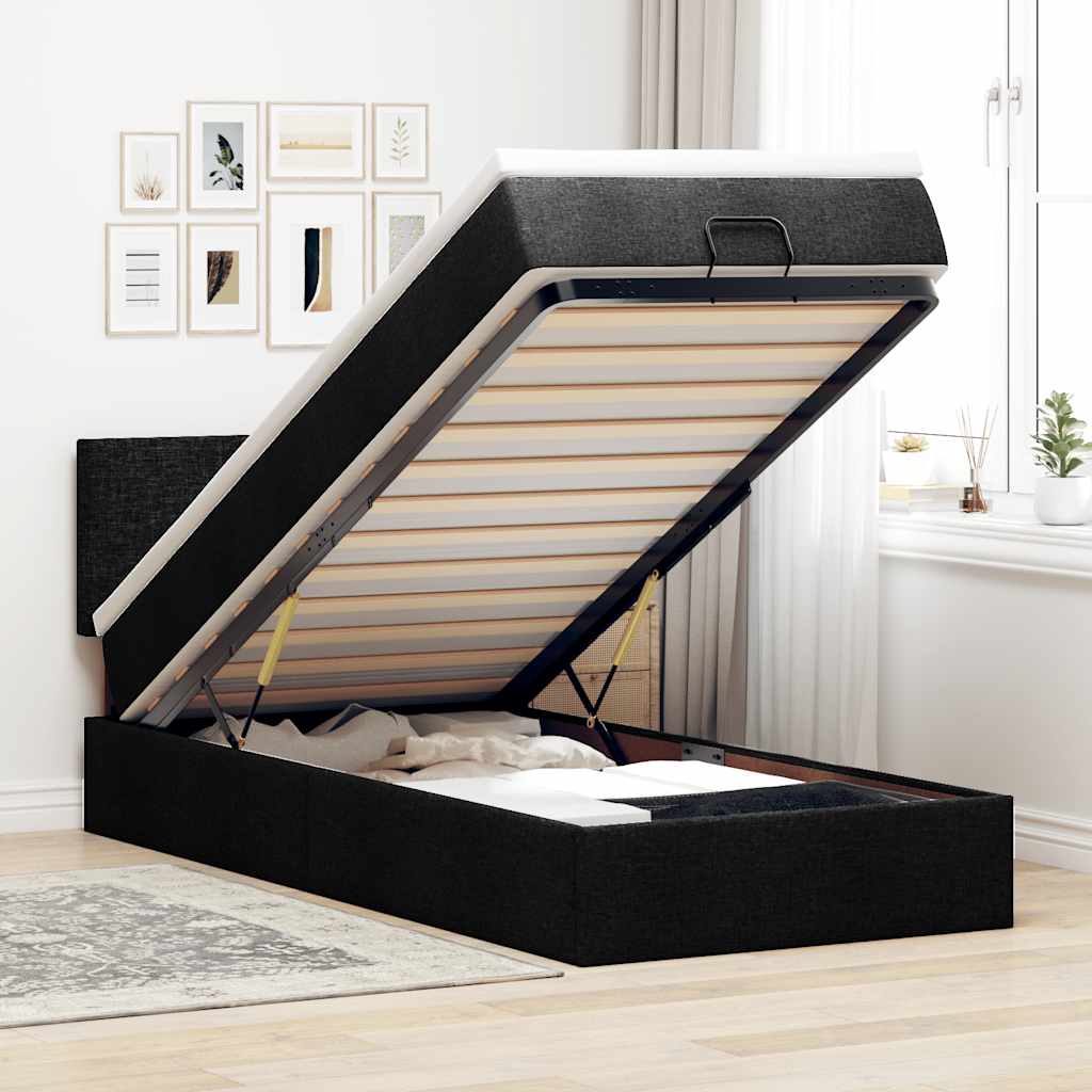 Lit Coffre Avec Matelas Et Led Tissu
