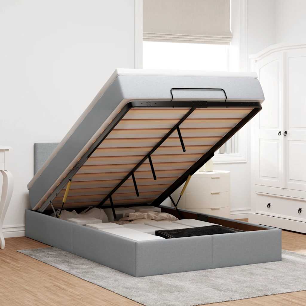 Lit Coffre Avec Matelas Et Led Tissu