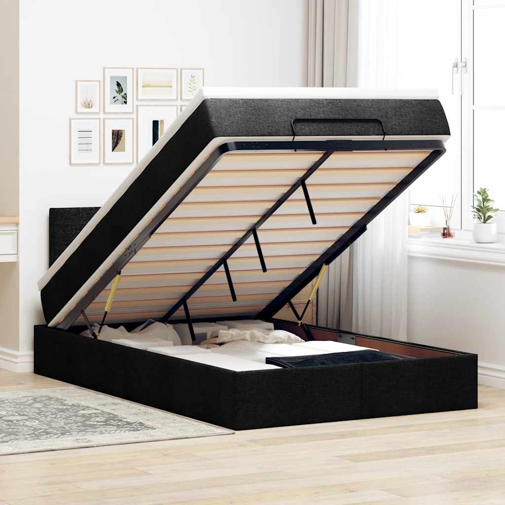 Lit Coffre Avec Matelas Et Led Tissu