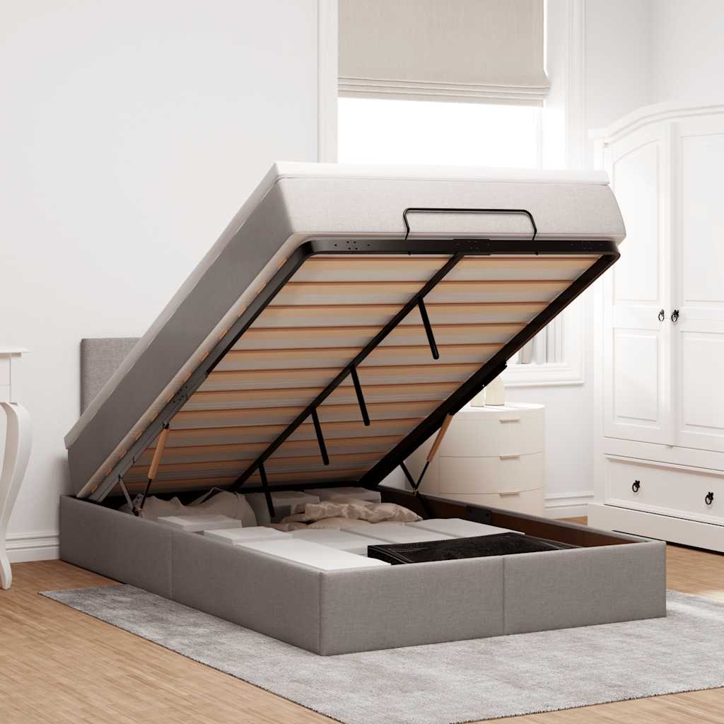 Lit Coffre Avec Matelas Et Led Tissu