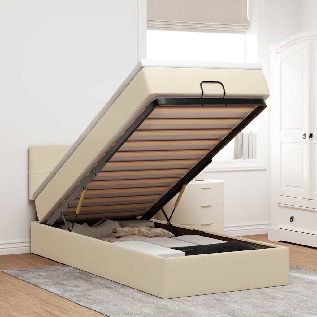 Lit Coffre Avec Matelas Et Led Tissu