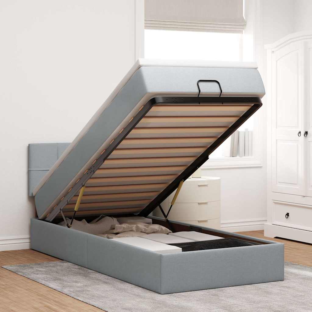 Lit Coffre Avec Matelas Et Led Tissu