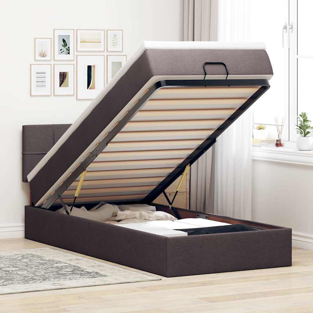 Lit Coffre Avec Matelas Et Led Tissu