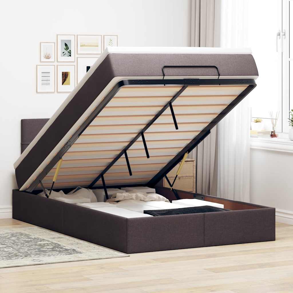 Lit Coffre Avec Matelas Et Led Tissu